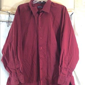 Mens Sz 34/35 FLEX ZONE Burgundy Long Slv Button Front Shirt pre-owned